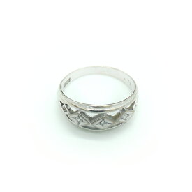 【中古】K14WG ダイヤモンド デザインリング 14金 ホワイトゴールド 指輪 12号 Y02983