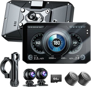 �o�C�N�h���C�u���R�[�_�[ GPS���� Carplay/Android Auto�Ή� TPMS�@�\ ���s�f�[�^�\��/�^�C���\�� �X�}�[�g���j�^�[ 5�C���` �^�b�`�p�l�� 1800nit���P�x �����P�x �����f�� ����h�~ IP69�h�� �X�N��