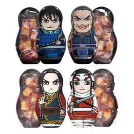 【賞味期限間近】キングダムコラボデザイン缶めんたいチーズおかき 王騎・信・羌カイ・エイ政 セット(九州 銘菓 お菓子 おかき 土産 お取り寄せ グルメ おつまみ 手土産 帰省 ギフト カジュアルギフト プチギフト 子供 子ども グッズ)