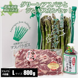【2026年度収穫 予約】 北海道産 グリーンアスパラガス 800g Lサイズ とジンギスカン400gセット 3〜4人前 産地直送 産直 春 旬 北海道 アスパラ 露地