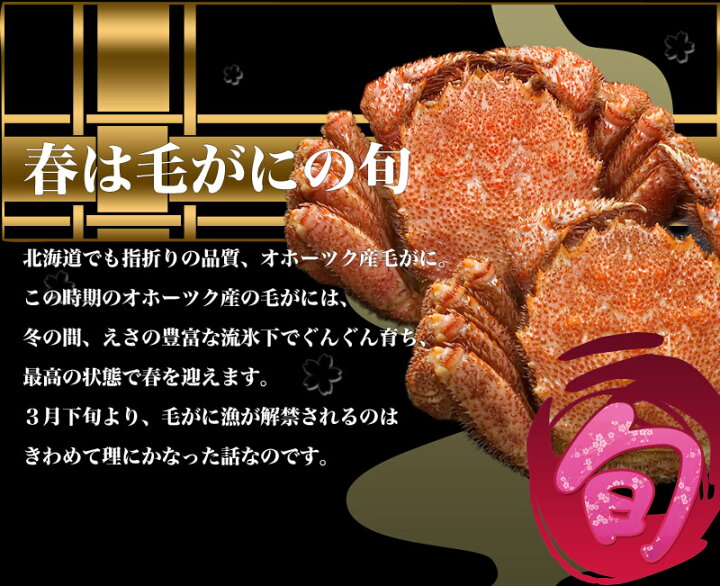 楽天市場】【予約】 イクラ2個付 活毛蟹を朝茹でしました 400g × 2尾 