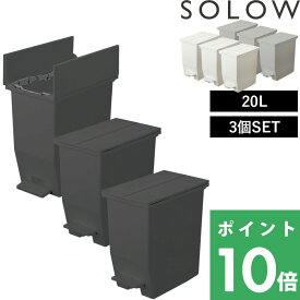 【着後レビューで選べる特典】SOLOW「ソロウ ペダルオープンツイン 20L 3個セット 」 ゴミ箱 ごみ箱 ごみ 20リットル ふた付き 蓋付き 蓋つき 両開き 観音開き ペダル付き 足踏み 分別 抗菌加工 キッチン 収納 カウンター おしゃれ GSLW0001 GSLW0002 リス RISU