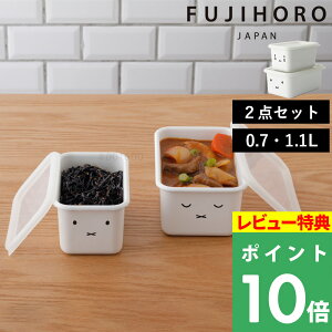 特典付き! 富士ホーロー 【 ミッフィーフェイスシリーズ 深型角容器2点セット 】 Sサイズ Mサイズ 2点セット セット 保存容器 角型 深型 フタ付 密閉 下ごしらえ ミッフィー ホーロー 琺瑯