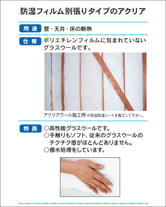 楽天市場】グラスウール アクリアウールα【裸品】 密度20K(高性能) 厚 