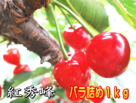 【バラ詰め】紅秀峰1kg　L〜2Lサイズ信州長野県産さくらんぼ