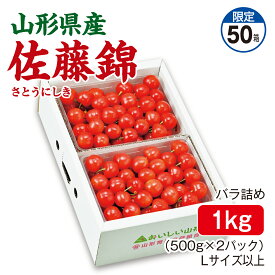 さくらんぼ 山形県産 佐藤錦 バラ詰め1kg（500g×2パック） Lサイズ以上 産地直送 送料無料