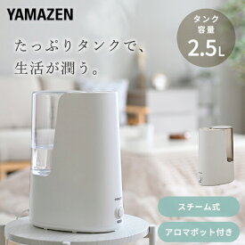 加湿器 スチーム式加湿器 スチーム加湿器 アロマ対応 コンパクト 小型 木造約4畳 プレハブ約7畳 タンク容量2.5L KKS1-B25E(W)/(G) 加湿器 加湿機 スチーム加湿器 スチーム加湿機 おしゃれ シンプル 潤い 山善 YAMAZEN 【送料無料】