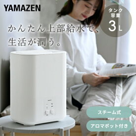 加湿器 スチーム式加湿器 スチーム加湿器 3L 上部給水 アロマ対応 コンパクト 小型 木造約6畳 プレハブ約10畳 KS-AA30(W) 加湿器 加湿機 スチーム加湿器 スチーム加湿機 上から給水 加湿量2段階 おしゃれ シンプル 山善 YAMAZEN 【送料無料】