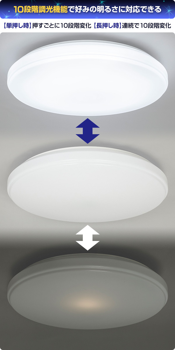 楽天市場】LEDシーリングライト(6畳用) リモコン付き 3500lm10段階調光 