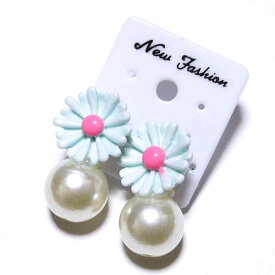 【メール便可】キャッチピアス　11 パール調ビーズ ハート お花 　ふりふりフクロウ