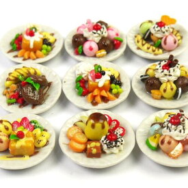 【メール便可】ミニチュアフード　陶器のお皿　スイーツ　磁石付　マグネット付 　クロワッサン　ケーキ　アイス