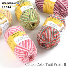 毛糸 輸入 ソックヤーン / Schachenmayr(シャッヘンマイヤー) REGIA(レギア) Cotton Color Tutti Frutti 2 (コットンカラートゥッティフルッティ2) 春夏 / あす楽