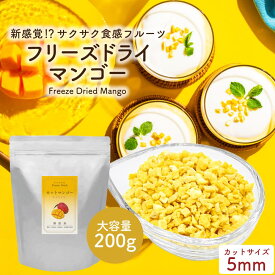 フリーズドライマンゴー ダイスカット サイズ:5mm 200g 大容量 添加物不使用 砂糖不使用 フリーズドライフルーツ ドライマンゴー トッピング 果物 くだもの 製菓材料 ギフト 保存食 朝食 プレゼント お試し お菓子作り 常温 長期保存 おやつ