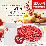 【1000円ポッキリ メール便送料無料】 フリーズドライ イチゴ ダイスカット サイズ:5mm 20g お試しサイズ…