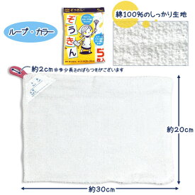 【楽天1位】 ぞうきん 5枚入 雑巾 ネームタグ 名前記入欄 記名可能 ループ付き 紐付き ひもつき 綿混 綿100％ ループカラー 白 ピンク 黄色 青 緑 カラーひも 無地 掃除用品 入園入学準備 新学期 掃除 綿混素材 タオルダスター 靴下小町 [取寄対応商品]