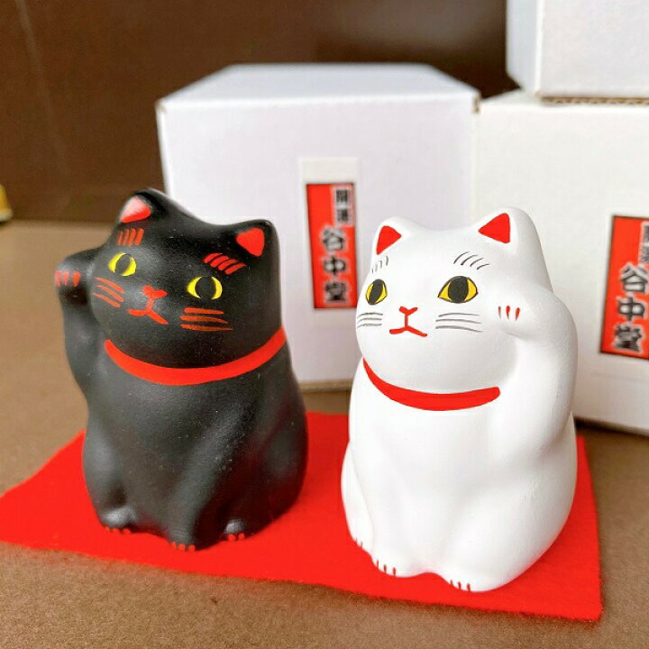 楽天市場】猫雑貨 置物 猫グッズ ハンドメイド「白黒ペア招き猫」白 