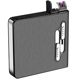 電子ライター USB充電式ライター プラズマ シガレットケース タバコケース 20本収納 防風 煙草ケース 防水 防湿