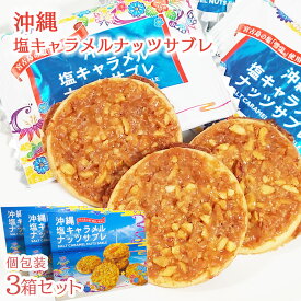 【送料無料】祝！楽天ランキングNo.1受賞！ 沖縄塩キャラメルナッツサブレ【3箱セット】 お菓子 お土産 沖縄お土産 土産 スイーツ クッキー　サブレ ギフト プチギフト 個包装 小分け プレゼント バレンタイン ホワイトデー ウエディング お返し お中元 御中元