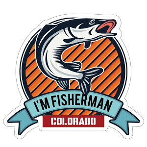 122 Fisherman フィッシャーマン |アメリカンステッカー スーツケース シール ステッカー 耐水 耐紫外線 屋外用 カリフォルニアステッカー バンパーステッカー 釣り フィッシング コロラド
