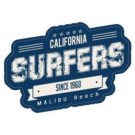 215 SURFERS MALIBU Beach｜アメリカンステッカー スーツケース シール ステッカー 耐水 耐紫外線 屋外用 カリフォルニアステッカー バンパーステッカー ビーチ マリブビーチ サーフィン SURF SURFER