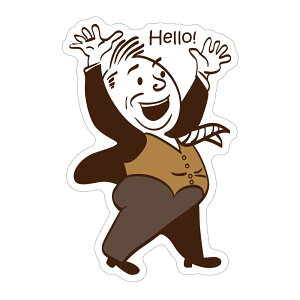 281 Hello|アメリカンステッカー スーツケース シール ステッカー 耐水 耐紫外線 屋外用 カリフォルニアステッカー バンパーステッカー おじさん UNCLE GUY
