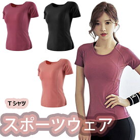 【送料無料】スポーツTシャツ スポーツウエア 半袖 レディース 速乾性 ヨガウェア 上衣 ジム ランニングウェア トレーニングウェア 網目 T-shirt チュール 綴り ジムウェア トップス 丸ネック クルーネック レッド ブラック オレンジ フィットネス 運動着 女向き 吸湿吸汗