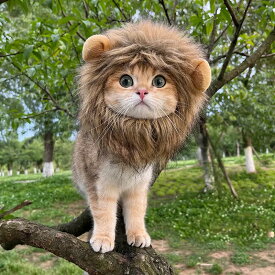 【可愛い】ペットウィッグ　面白いライオンたてがみペットコスチューム犬猫用ヘッドギア　猫変装　かわいいペット　ハロウィン　クリスマスプレゼント