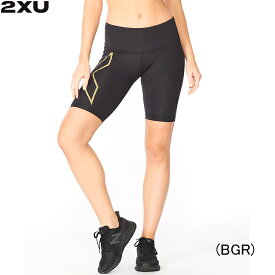 2XU MCS ウィメンズ ライトスピード ミッドライズ コンプレッションショート ランニングタイツ ショート ウィメンズ レディース 女性【wa6593b-blkgrf】陸上・ランニング用品