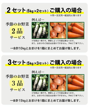 2セット以上で新鮮野菜おまけ