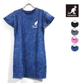 カンゴール KANGOL ウォッシュド 半袖 Tシャツ ワンピース K833 レディース 【 送料無料 】 ACID WASH DRESS 洗い加工 ドレス ストリート インポート ファッション 海外 tシャツワンピ 丈長め ミニワンピ ブランドロゴ ロゴ刺繍