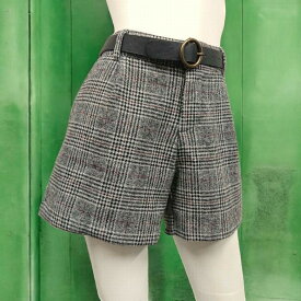 ベルト付き フェイクウール グレンチェック ショートパンツ INGNI イング レディース 【 送料無料 】 ショートパンツ ショーパン 短パン 秋 冬 チェック柄 ハーフパンツ 激安 プチプラ 1174-34249506