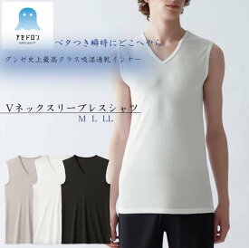 グンゼ アセドロン Vネック ノースリーブ シャツ インナー メンズ V首 春夏 汗対策 吸汗 速乾 汗ムレ 汗 ムレ 防止 汗冷え 吸放湿 抗菌 防臭 春 夏 秋 シャツ 下着 肌着 男性 紳士 オフィス 仕事 GUNZE M L LL MCA718 ベタつきオフ