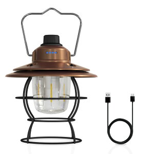 【100円OFFクーポン】 ランタン led 充電式 レトロ 3色切替(電球色・温白色・昼光色 ) 無段階調光 キャンプ ランタン モバイルバッテリー機能 電池残量インジケータ付き アウトドア 緊急 停電