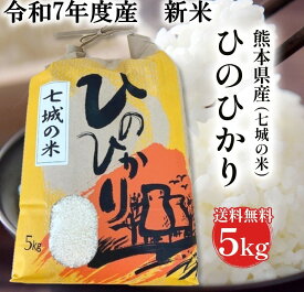 【新米入荷】【送料無料】【令和7年度産】熊本県産 七城米 ひのひかり 5kg ギフトに最適！甘みと粘りが絶妙 お米 精米 おにぎり お祝い プレゼント ギフト 景品 贈り物に 仕送り 九州 敬老の日 お中元 お歳暮 お礼 美味しいお米 のし対応 ごはん 七城の米