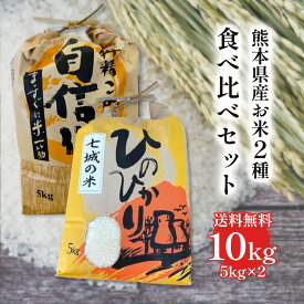 【送料無料】熊本県産お米食べ比べセット 10kg 七城米ひのひかり1袋 ブレンド米1袋 ギフトに最適！ お米 精米 おにぎり お祝い プレゼント ギフト 贈り物 仕送り 九州 敬老の日 お中元 お歳暮 お礼 美味しい お米 お弁当 のし対応 ごはん 内祝い ブランド米　【のし対応】
