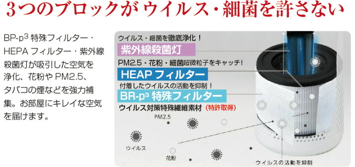 楽天市場】空気清浄機 レビレース ウイルス浄化 【 空気清浄 360°方向 