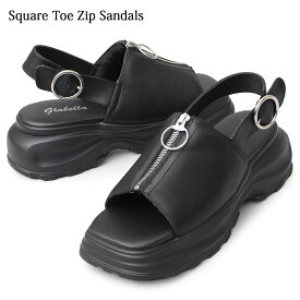 SQUARE TOE ZIP SANDALS サンダル メンズ 靴 黒 ブラック おしゃれ 厚底 スライドサンダル ジップサンダル 厚底サンダル スポーツサンダル スポサン スクエアトゥ くつ シューズ チャンキーソール くろ 無地 ゴツめ ゴツい かっこいい 男子 高校生 大学生