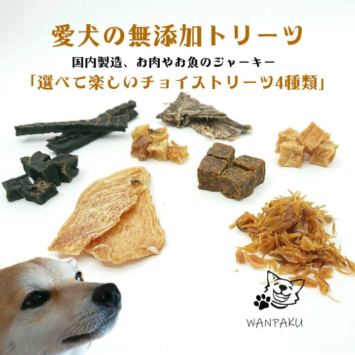 楽天市場 国内製造 愛犬用 無添加トリーツ チョイストリーツ4種類 ジャーキー シニア犬 小型犬 中型犬 大型犬 ペット ドックフード 犬用 トリーツ ペットフード 犬 国産 無添加 ガム まとめ買い 犬 選べる おやつ ササミ 魚 鹿肉ジャーキー 魚ジャーキー ドックフード