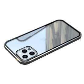 luphie iPhone 12ProMax ケース カバー 全面保護 両面ガラスケース アルミバンパー 磁石止め マグネット磁石 ガラスバックプレート 両面9H強化ガラス フルガード バンパー マグネット iPhone12ProMax クリア ケース アイフォン12プロマックス