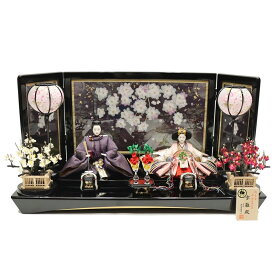 雛人形 親王平飾り 春乃 平安寿峰 京十番 親王 京雛殿 押し花屏風夜桜幻想 2024-yg066 幅80cm 平飾 2人 ひな人形 お雛様 桃の節句 節句 お祝い インテリア