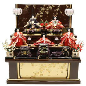 雛人形 段飾り 悠良〜ゆら 三五親王 京五寸官女 古代色金彩桜屏風 2024-yg108 幅70cm 三段飾 5人 ひな人形 お雛様 桃の節句 節句 お祝い インテリア