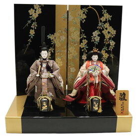 雛人形 親王平飾り 羽衣 小十番 立雛親王 桜刺繍 金彩しだれ桜屏風 2024-yg165 幅58cm 平飾 2人 ひな人形 お雛様 桃の節句 節句 お祝い インテリア