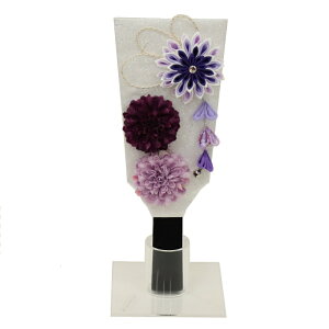 羽子板 出し飾り なぎさ 8号 高さ24cm つまみ細工 アクリルスタンド (2025-ts008) 紫 台飾り お正月飾り
