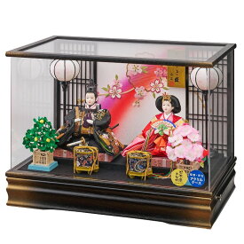雛人形 ケース飾り 羽衣 三五 親王飾り 幅53cm 栓欅 アクリルケース 黒金 オルゴール内蔵 電気入雪洞付 2人 ケース入り ひな人形