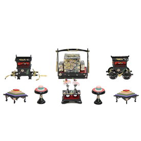 アウトレット品 雛人形道具類 雛道具 35号六点セット 山鉾金彩小桜黒塗 21ya1246 飾り幅目安90〜105cm (sn57) インテリア ディスプレイ 見切処分品