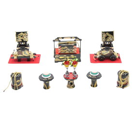 アウトレット品 雛道具お道具セット 六品 30号 神楽6点セット 黒塗・松竹梅 木製 3段飾り用 飾り幅90cm (22a-ya-2014) インテリア ディスプレイ 見切処分品