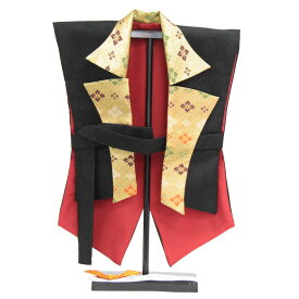 陣羽織 B スタンド付き ハチマキ付き 1～2才用 身丈42cm （22zinbaori-b） 平安有職紋 （黒） 五月人形 子どもの日