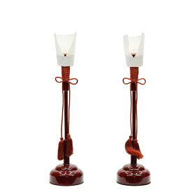 アウトレット品 雛人形 道具単品 24cm 雪洞 琥珀塗木製 燭台（油灯） コードレス 2個セット 高さ25cm (25a-ya-0612) インテリア ディスプレイ 見切処分品