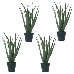 人工観葉植物 アロエベラ ポット 48(4個入り)991080 多肉植物 卓上、小型の床置きサイズ インテリア フェイクグリーン 造花 POT SUCCULENT (p101)