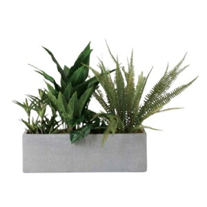 人工観葉植物 フルセット 長方形プランター(グレイ) /ファーンミックスプランツ(1セット)bs005h プラススタイル 玄関、広い空間サイズ インテリア フェイクグリーン 造花 BROWN+style (p167